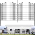 10 Panels No Dig Decorative Outdoor Garden Fence for Yard, 32 in(H) X 24 ft(L) Animal Barrier Fencing Rustproof Metal Wire Panel Border for Dog, Rabbits, Convex Decorative Fences for Yard, Patio