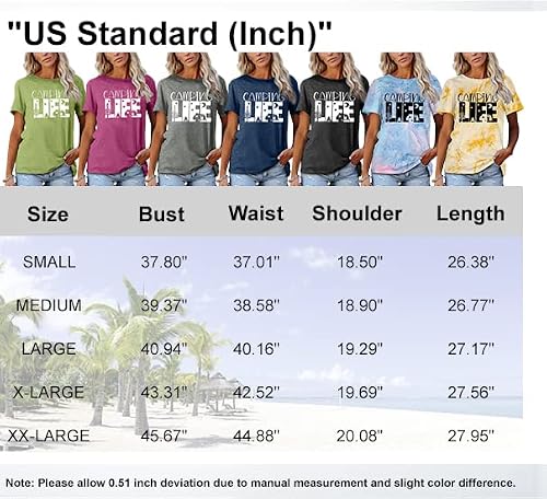 Camping Life T-Shirt Women Funny Hiking Shirt Cute Camper Gift Tee Top Green #TOP4