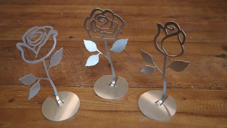 3 Set Metal Rose Flower Decor Art for Home Living Room, Bedroom, Office, Restaurant for Girls & Boys Gifts. Different Rose Set (3 Rose Set)-image-32