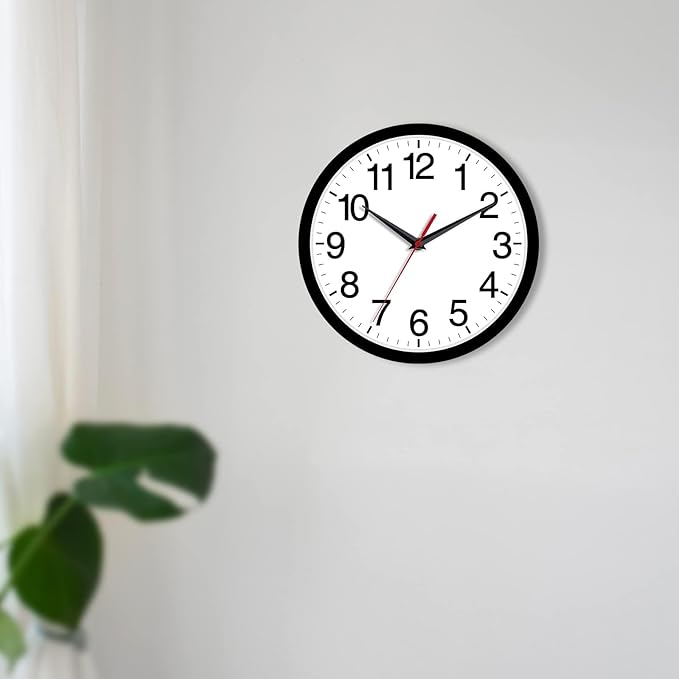 Reloj de Pared Analógico Rohioue 8 Pulgadas - Sin Tic Tac - Negro miniatura 4