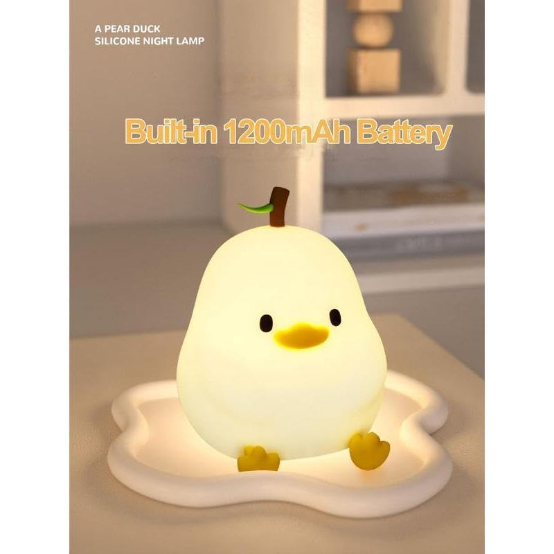 Lámpara de noche de silicona USB recargable con diseño pato pera miniatura 3