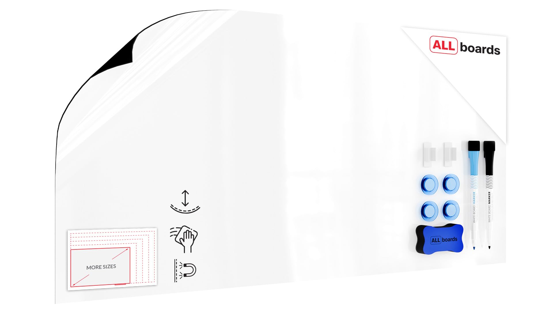 Magnetic Whiteboard Paper Self-Adhesive Whiteboard Overlay 100×50 cm + Free Accessories — image 1