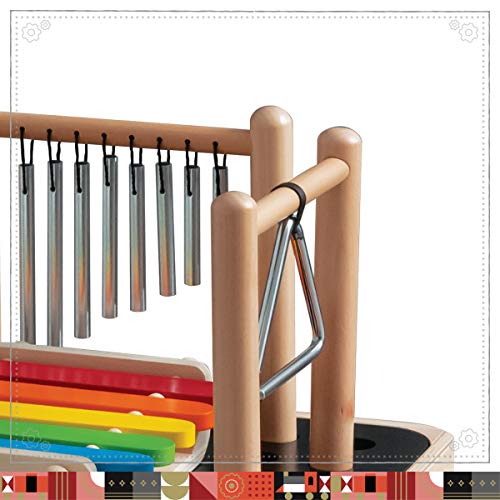 FAO Schwarz 8-in-1 Wooden Modular Music Center, Instrument Kids Toy, Made from Solid Wood, Includes Marimba, Chimes, Triangle, Maraca, Bells, Cymbal, Castanet & More, Children Ages 3+
