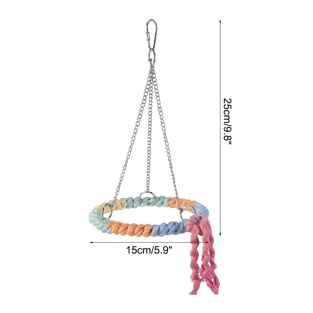 Altalena In Corda Di Cotone Per Uccelli E Pappagalli - Giocattolo Divertente Per Arrampicata E Riposo - Foto 11