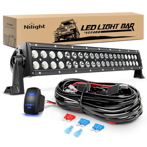 Image of Nilight LED Light Bar 22 Inch 120w Flood Spot Combo Driving Lights 12V 5Pin Rocker Switch 16AWG Wiring Harness Kit for Trucks SUV ATV UTV 4x4 Van Camper