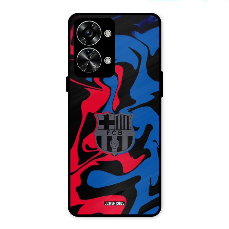 Image of PrintShield FC Barcelona Comic Back Cover for Oneplus Nord 2T, Shockproof Printed Phone Case with Soft TPU Sides & Anti-Slip Grip