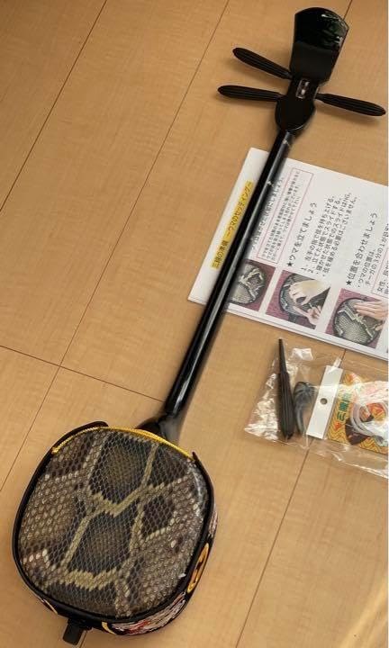 沖縄 三線 本蛇皮『本皮強化二重張り』 セット】三線 本皮二