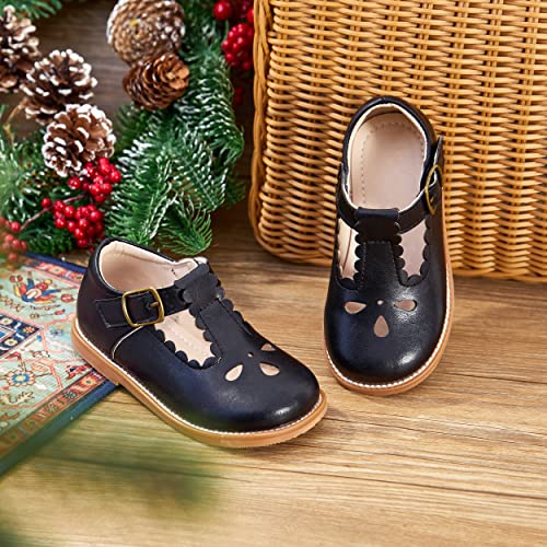 Image of GINFIVE Toddler Girls Dress Shoes Little Kids Flats School Mary Janes Shoes