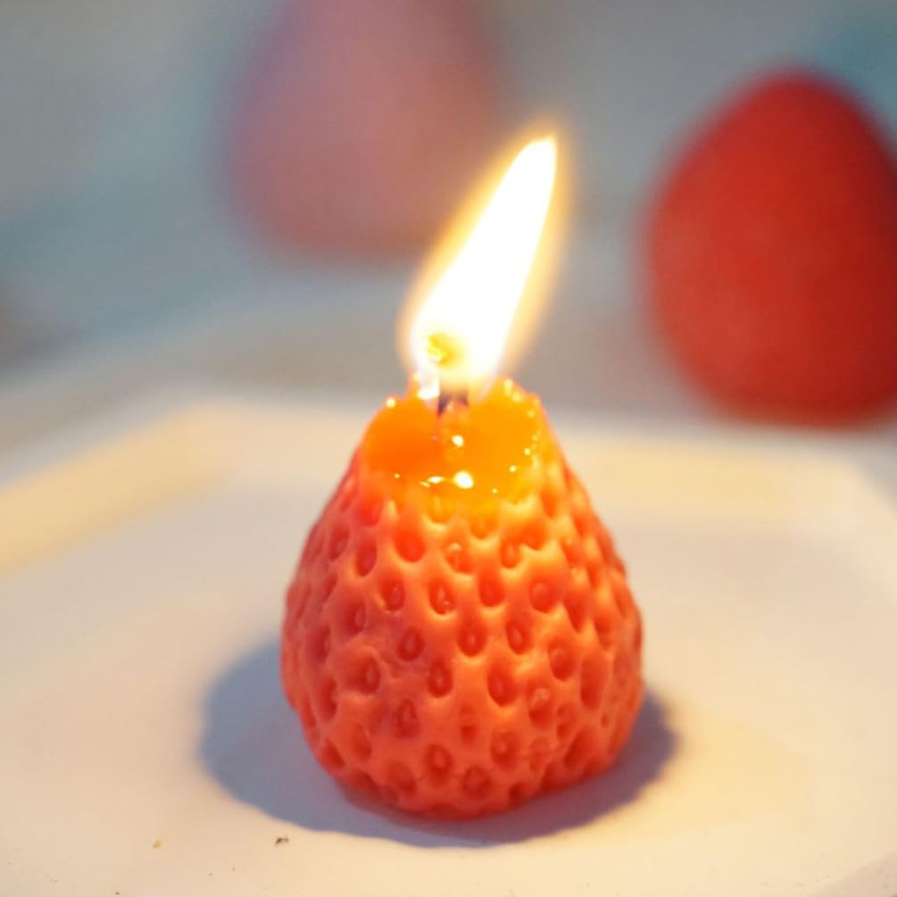 9 Velas Con A Fresa: Velas Decorativas Con Forma De Fruta Para De Boda Fiestas De Cumpleaños Y Aromaterapia Casera (Rojas 4 5 X 4 Cm)