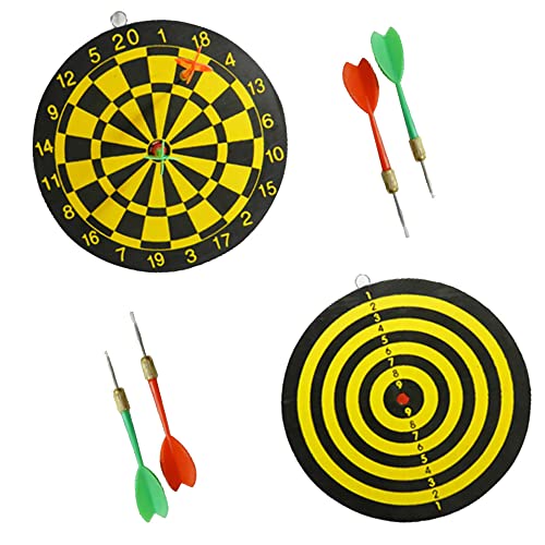 Dart Board Set 3pc Target Play Game Room Bar Man Cave Wall Hanging Dual Side 9.5