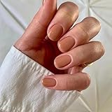 Faux Ongles Court MouyouGlow,Carré Unicolore Dark Nude Press on Nails avec Colle à Ongles,Eckig Nudefarben Hautfarbe Acryl Fake Nails pour Femmes & Filles