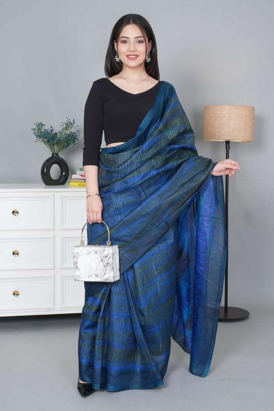 Image of Mlada V-Neck Stretchable Saree Blouse Top for Women | Slim Fit 3 /4th Sleeves Solid Cotton Blouses | Readymade Saree Blouses for Women Festive & Ethnic | Blouse Crop Top