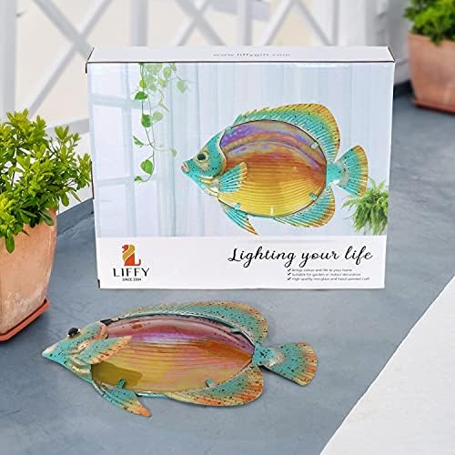 Liffy Metal Fish Wall Decor Fish Metal Wall Art Sculpture Hanging for Outdoor Ocean Beach Sea Pool Decorations