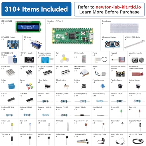 SunFounder Raspberry Pi Pico 2 Newton Lab Starter Kit, RP2350 Dual-Core 150MHz 520KB RAM 4MB Flash Microcontroller, MicroPython, Arduino C/C++, Online Tutorials - Thumbnail 6