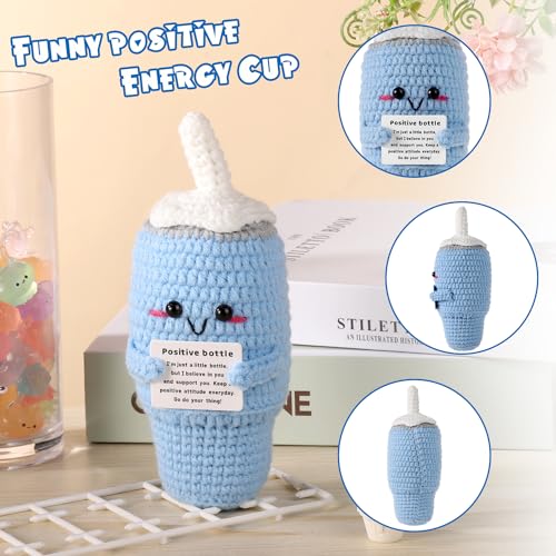 Muñeca tejida positiva de 15 cm con tarjeta inspiradora miniatura 3
