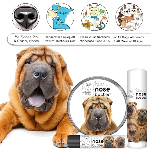 Image of The Blissful Dog Chinese Shar-Pei Nose Butter for Dry, Cracked Skin, Lick-Safe Dog Nose Balm with Moisturizing Shea Butter, Almond, Olive, and Essential Oils, Pet Supplies, Uncented, 0.50 oz.