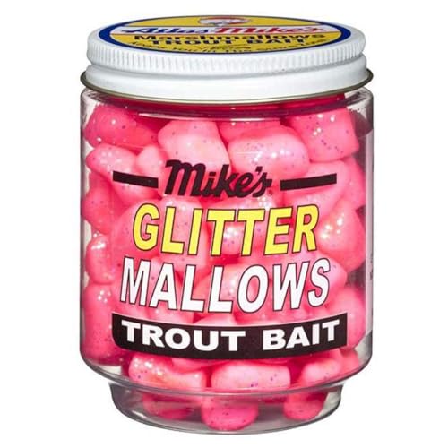 Atlas Mike's Jar of Marshmallow Glitter Salmon Fishing Bait Eggs, Pink (5202)