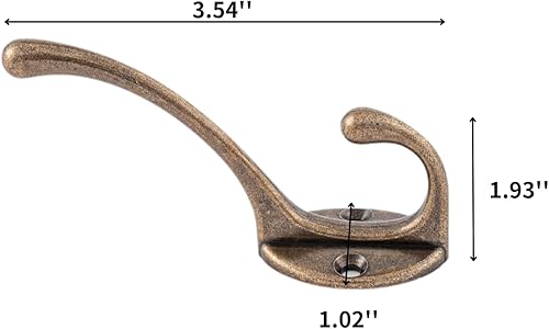 Miniatura 2 de Paquete de 10 ganchos plateados montados en la pared con 40 tornillos (2 tamaños diferentes incluidos) ganchos dobles retro para abrigo, bufanda,