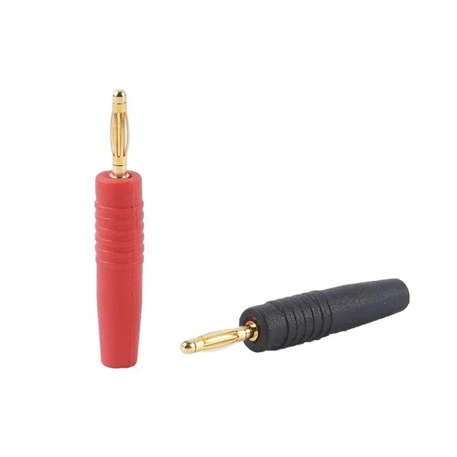 Lot de 4/10/20 fiches mâles plaquées or de 2 mm pour haut-parleur HiFi - Connecteur banane HCHDTDT (5 rouges, 5 noirs)