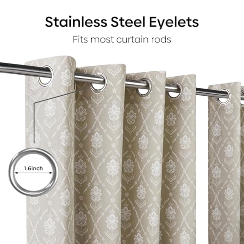 Image of haus & kinder Digital Printed Cotton Door Curtain 7 Feet Long Pack of 2 Door Curtains, 7 Feet Curtain for Door (Nature Floral, Beige 130x213 CM)