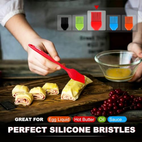 Image of Walfos Silicone Pastry Brush, 600℉ Heat Resistasnt Basting Oil Butter Sauce Brush for Baking,BBQ Grill,Kitchen Cooking,BPA Free and Dishwasher Safe (5 Pcs)