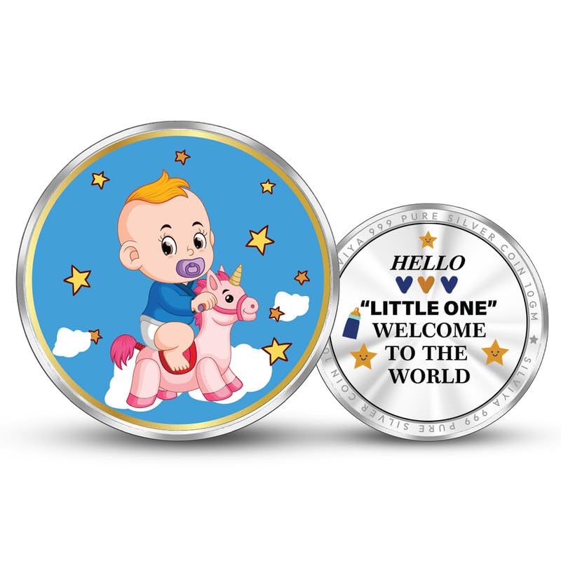 BIS Hallmarked "Newborn Baby Welcome" 999 Pure Silver Coin (10g, 20g, 50g, 100g) - Round Shape - Newborn Gift - New Baby Announcement Gift - With Certificate
