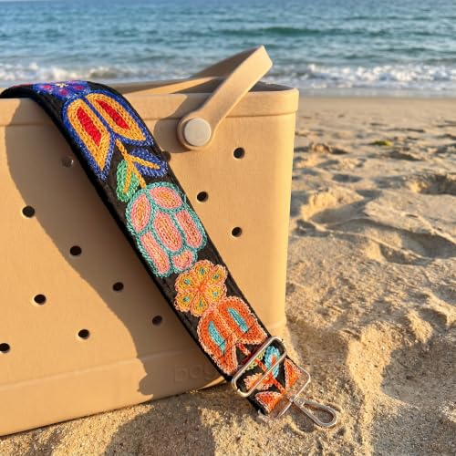 Image of Wide Purse straps Crochet Flower replacement crossbody for Handbag Adjustable Embroidery Knit Guitar Shoulder strap