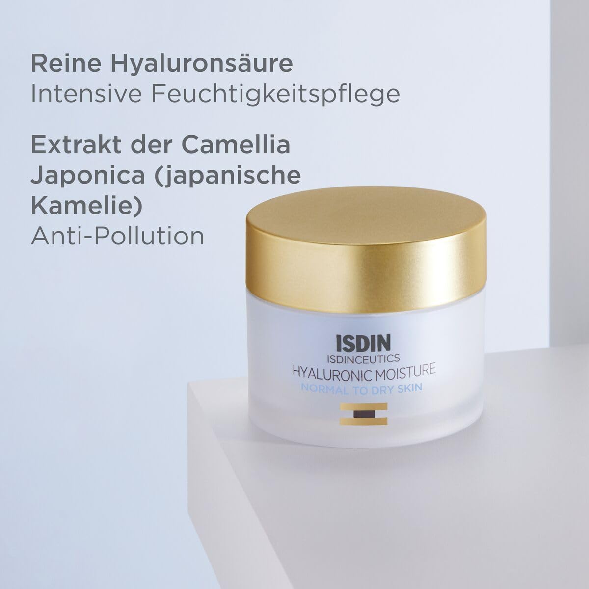ISDIN ISDINCEUTICS Hyaluronic Moisture Normal to Dry Skin, leichte, feuchtigkeitsspendende Gesichtscreme mit reiner Hyaluronsäure und Antioxidantien für normale bis trockene Haut 50 g