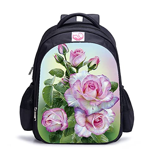 Mochila de moda con flores de alta definición con compartimento seguro para portátil 16"
