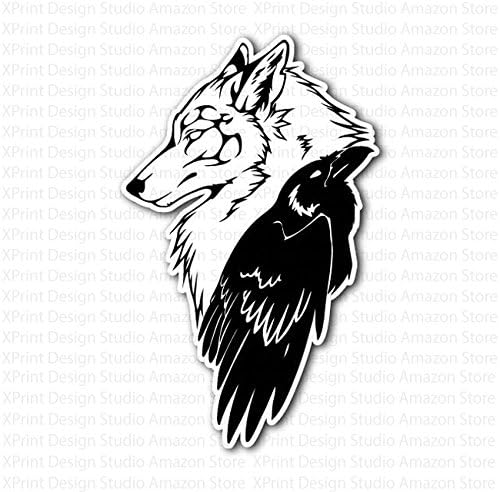 Wolf Head and Celtic Crow Auto Car Bumper Window Sticker