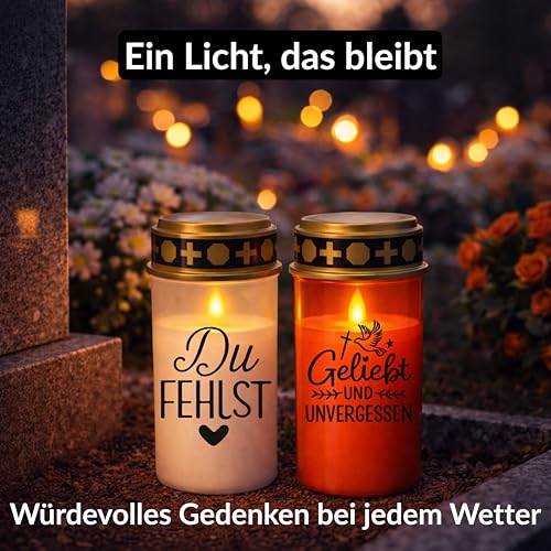 Grablichter LED mit Batterie I Friedhofskerzen bis 6 Monate Leuchtdauer – Ansicht 5