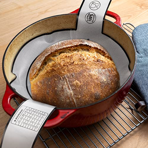 4 Pieces Silicone Baking Mat For Dutch Oven Bread Baking Non Stick Baking Mat With Long Handle 8.3 Inch Reusable Silicone Baking Sheets Heat Resistant Baking Bread Pad For Dough Pastry #TOP4