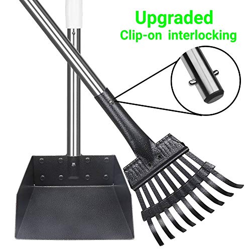 TIANYAO Dog Pooper Scooper Upgraded Metal Pet Poop Tray and Rake Set