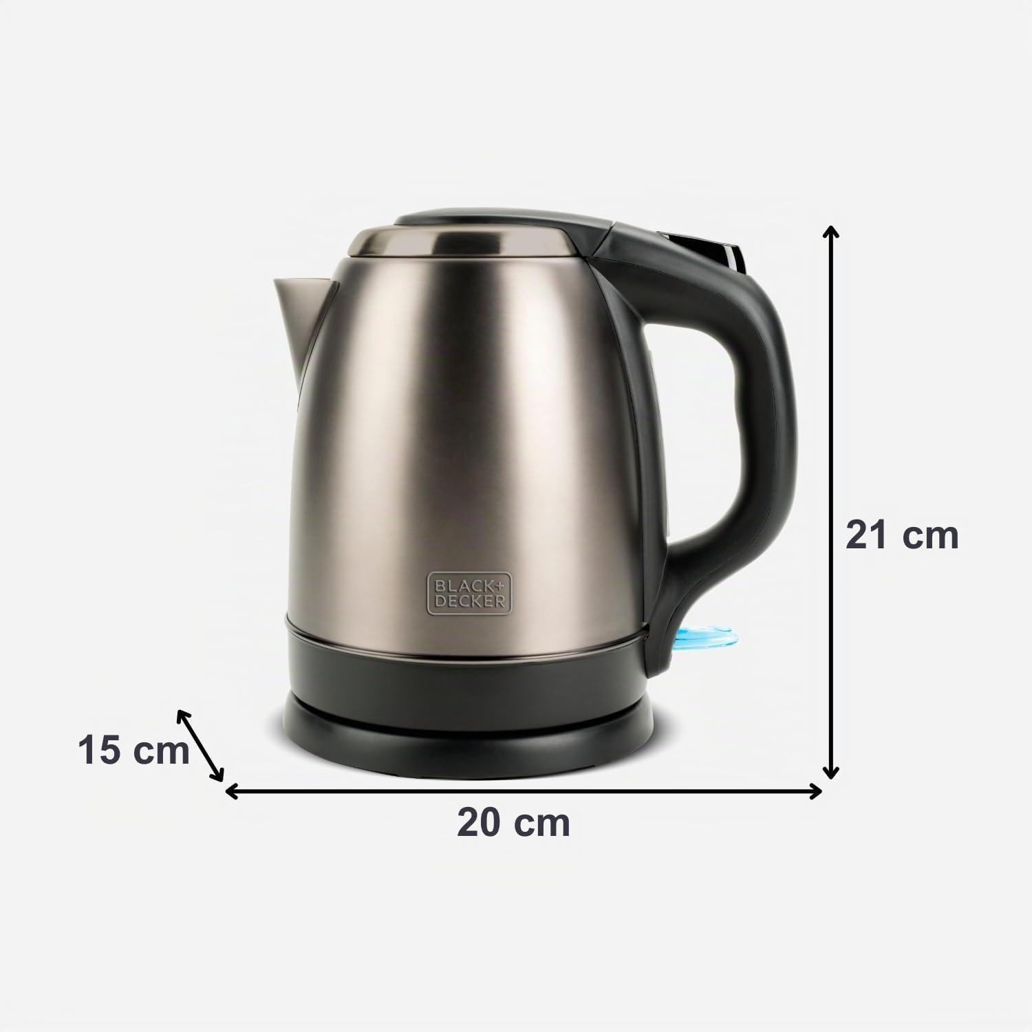 BLACK+DECKER BXKE2202E - Kettle. Hervidora de agua.2200W.1.2L. Base giratoria 360º apta para zurdos. Mango ergonómico. Apagado automático. Nivel agua visible. Botón de apertura. Luz de funcionamiento.