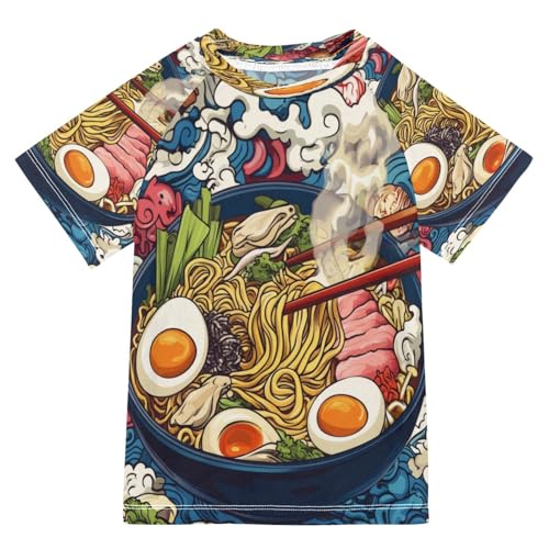 Kids Swimsuit Ramen Noodle Fish Egg Sunscreen T-Shirts Swimwear Sets UPF 50+
