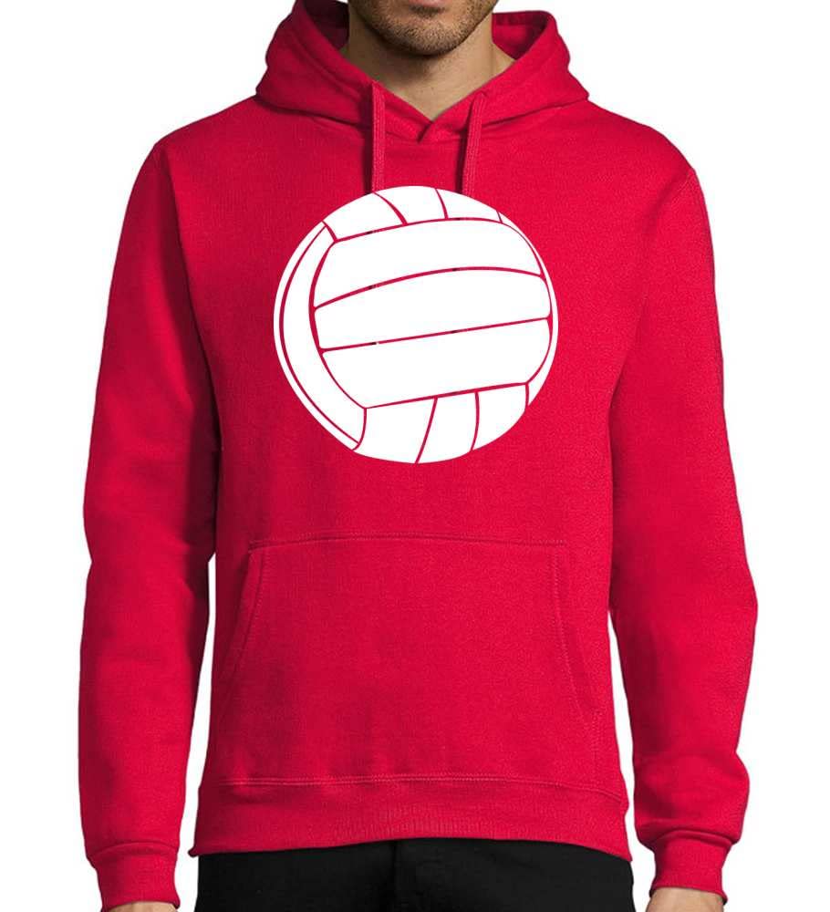 Stara piłka nożna ze skóry, męska bluza z kapturem, czerwony, 4XL