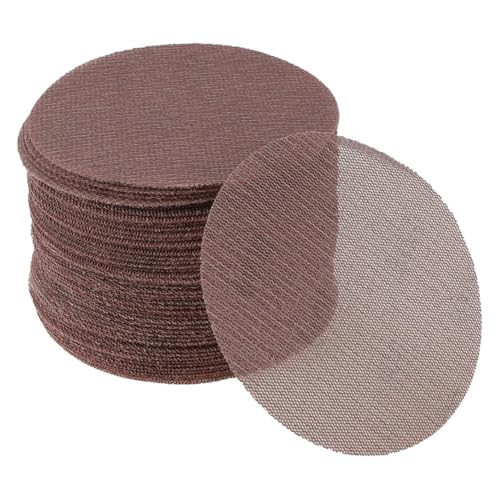 Buhdjfnke 50 Piezas de de Lijado Abranet de 5 Pulgadas con Gancho Antiobstrucciones y Papel de Lija de Red Libre de Polvo de Óxido de Aluminio Marrón de Grano 400