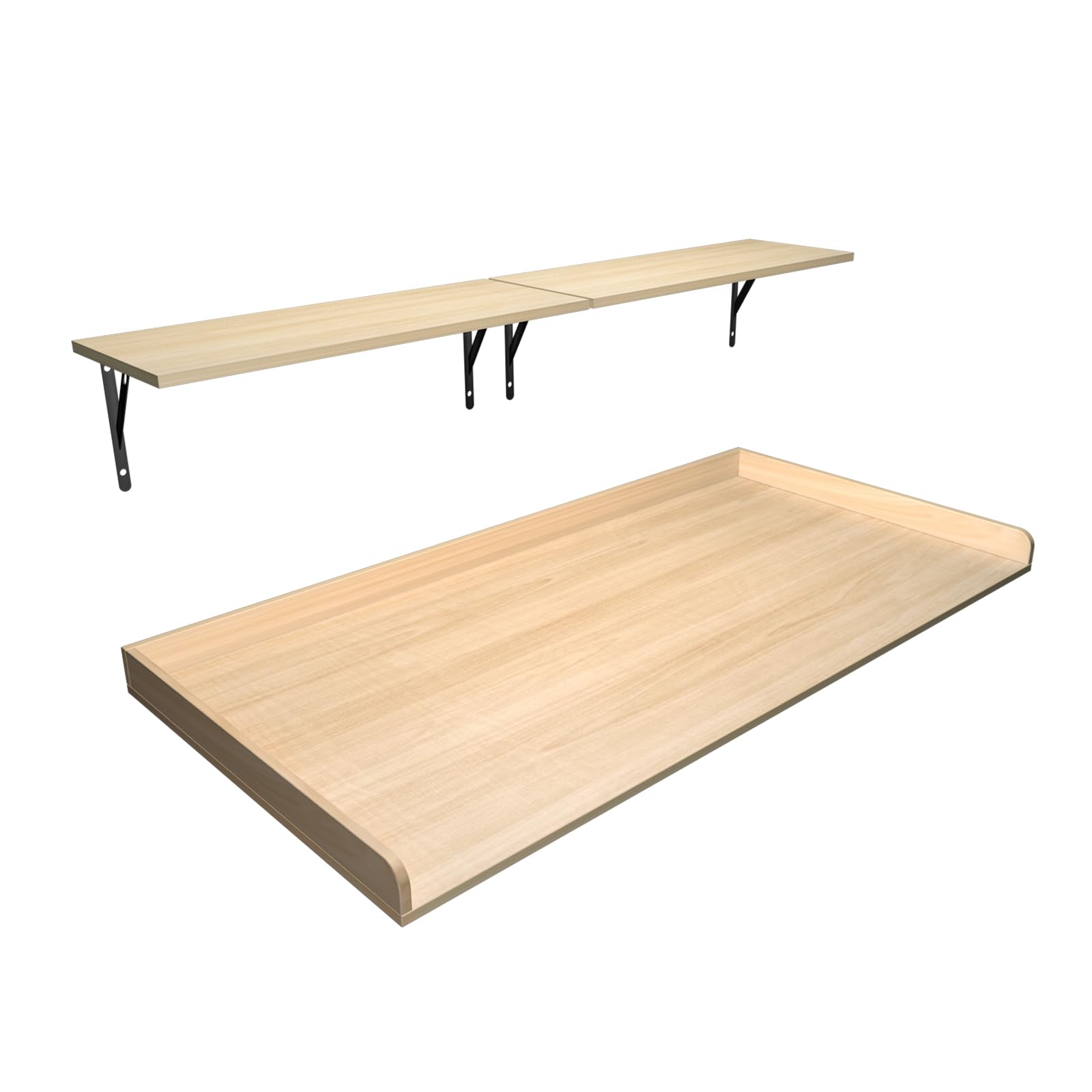 Washer Dryer Countertop with Shelf, Solid Wood Washer Dryer Countertop and Shelves Set, Laundry Countertop with Edge Rails,Washer and Dryer Sets, Burlywood