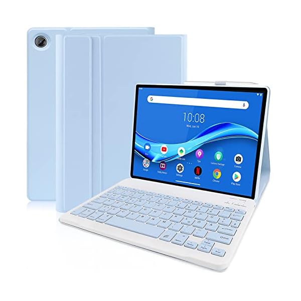 Hofsos Lenovo Tab M10 FHD Plus Hülle mit Tastatur,Schutzhülle mit Wireless Abnehmbare Tastatur (Deutsches QWERTZ) für…