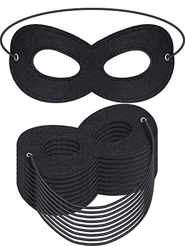 Jovitec 50 Pièces Masques de Héros Masques pour Les Yeux Masques de Mascarade Masques en Feutre de Fête avec Corde Élastique pour Cosplay Halloween Fête de Noël (Noir)
