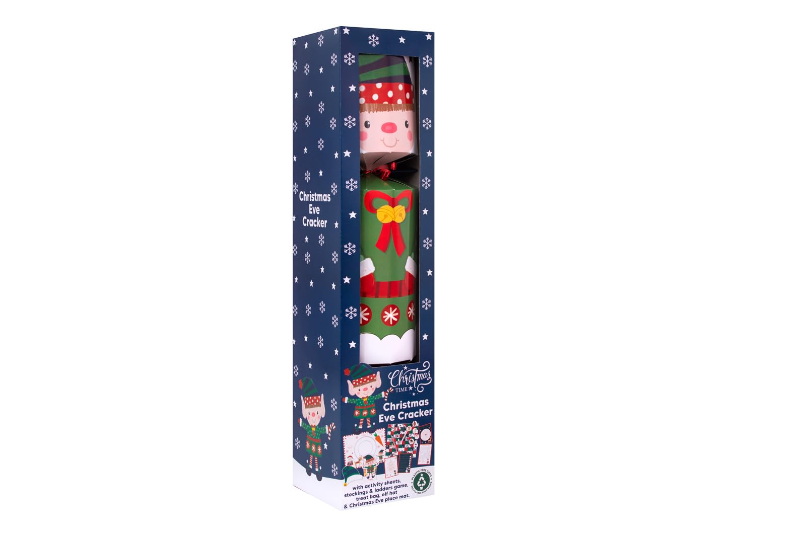 RSW Jumbo Christmas Eve Cracker – 17.5" Giant Cracker with Games, Placemat, Treat Bag & Elf Hat – Family Christmas Table Fun
