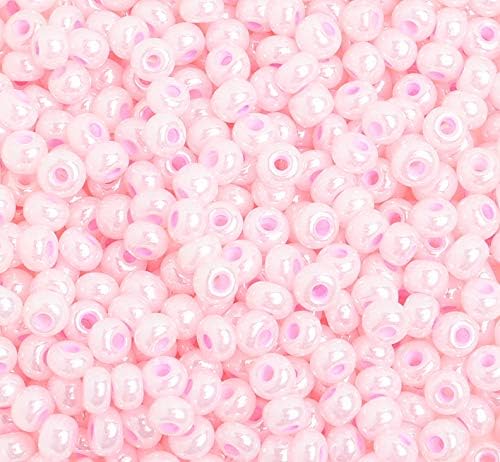 Czech Glass Seed Bead/Pony Bead 6/0 Opaque Pearl Dyed Pale Pink - 500g Bulk Bag by Preciosa (Jablonex)