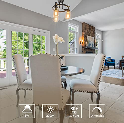 Meilux St19/St58 Edison Led Bulbs Dimmable, Antique Flexible Spiral Led Filament Light Bulb Equivalent 60W Incandescent, 6W Warm White 2700K, 600Lm With 80+ Cri, E26 Base, Clear Glass, 6 Pack #TOP7