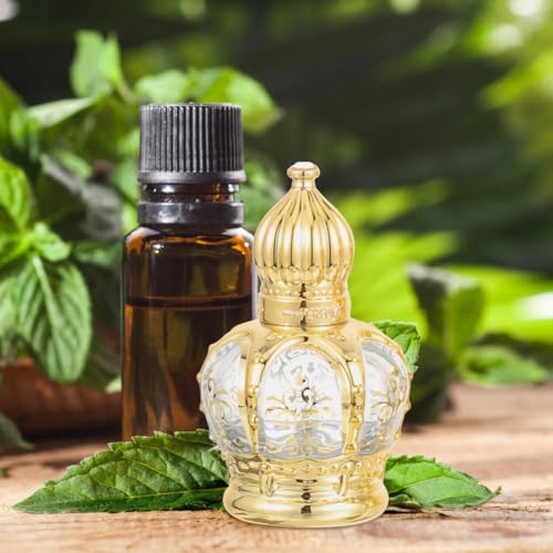 Image of Housoutil 10ml Essential Oil Glass Roller Bottle, 20PCS Refillable Vintage Perfume Bottles, Middle Eastern Style Glass Roll on Dispenser with Cap for Thai Amulet Essential Oil Catholic Baptism