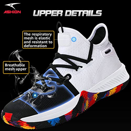 ASHION Men Basketball Shoes Arch Support Mens Sneakers Anti Slip Breathable Comfortable High Top Sports Running Walking Tennis Shoes2