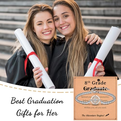 Image of Graduation Gifts for Her, Class of 2026 High School 5th 6th 8th Grade College Masters Degree Graduation Compass Bracelet Jewlry Gifts for Girls Women