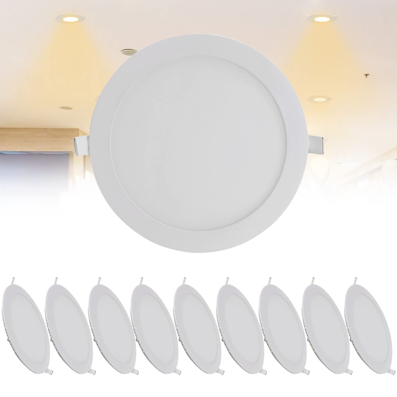 TTiiLoe 18W LED Recessed Ceiling Light 8 Inch, 3000K Warm White Downlights for Living Room, Hole Φ 200 mm, 1260LM IP21 LED Ceiling Can Light for Hallway, 10 Pack