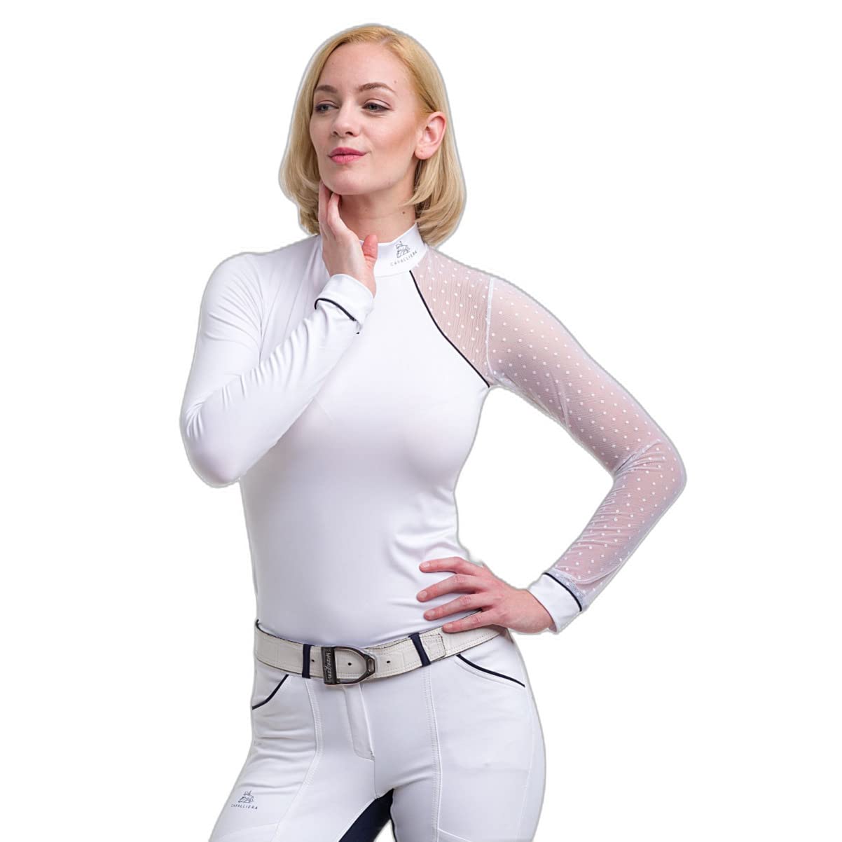 Cavalliera - Polo da Concorso Modern Dame-Manica Lunga,Abbigliamento Tecnico da competizione equestre