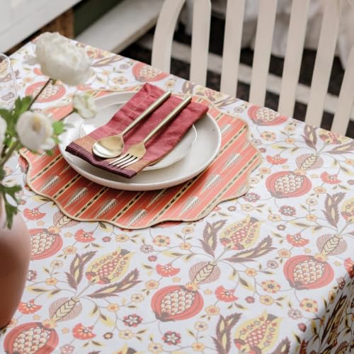 Image of THE YARD HOUSE Wipeable & Anti-Slip Cotton Table Cover for Family Dining, Party. Protects Against Spills, Scratches, Damages (Cappadocia Clay, 60 x 90 inch (Rectangle))