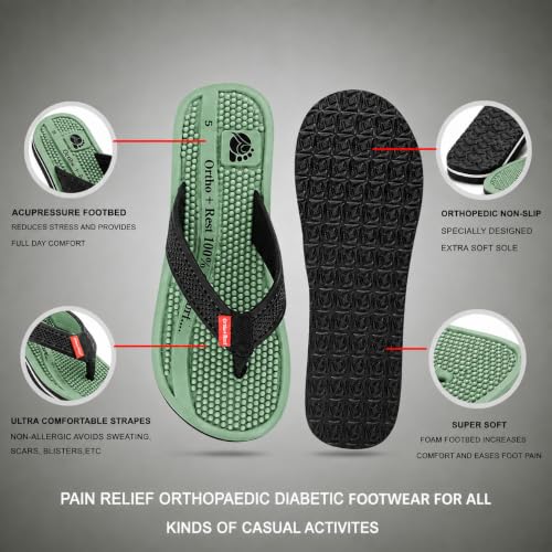 Buy Ortho + Rest Doctor Orthopedic Slippers for Women, Green-5 | Anti-Skid Health Flip Flops with Acupressure Massage Footbed | Super Soft and Comfortable Doctor Chappal for Pain Relief at Amazon.in - Image 4